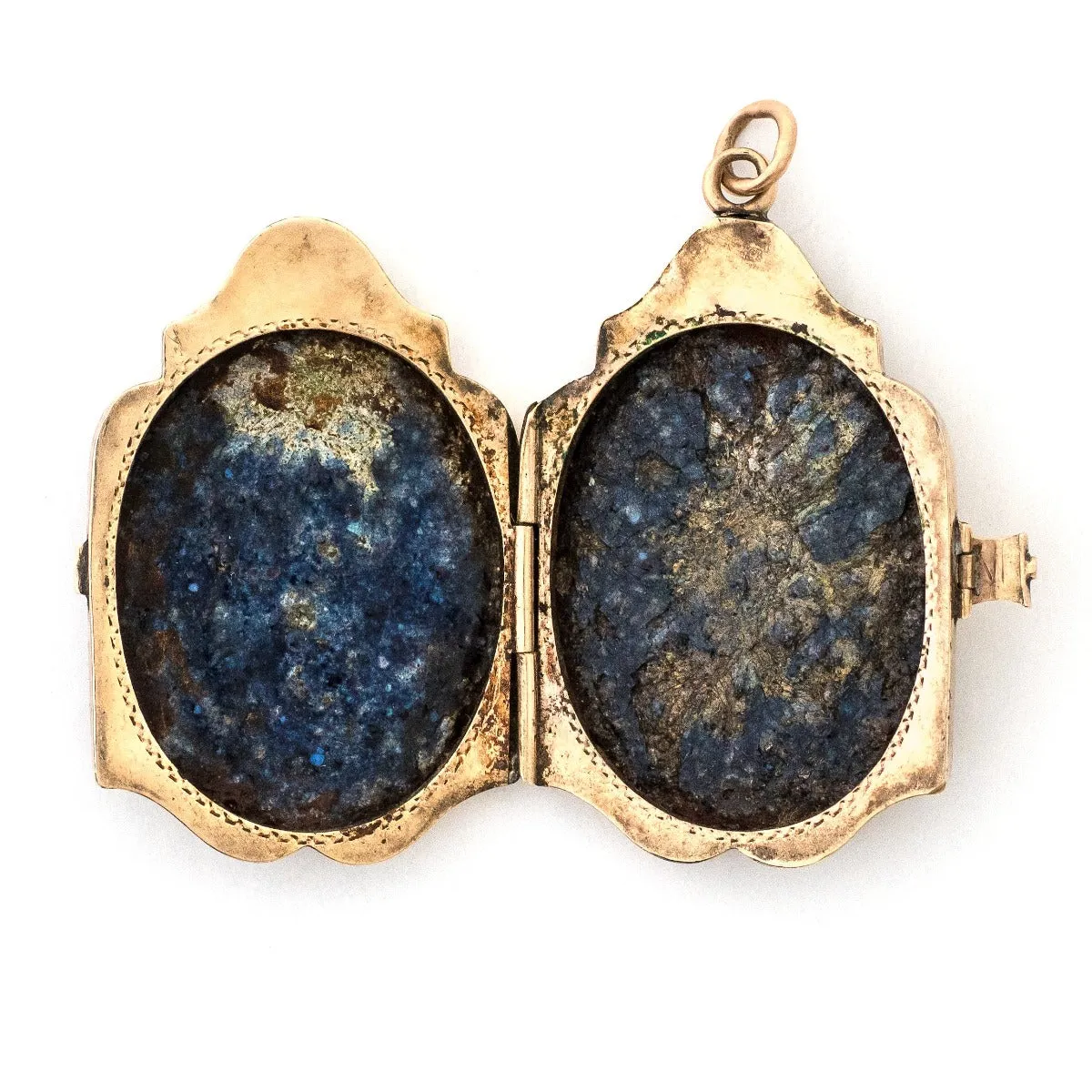 12K Rose Gold Enamel Shield Antique Locket