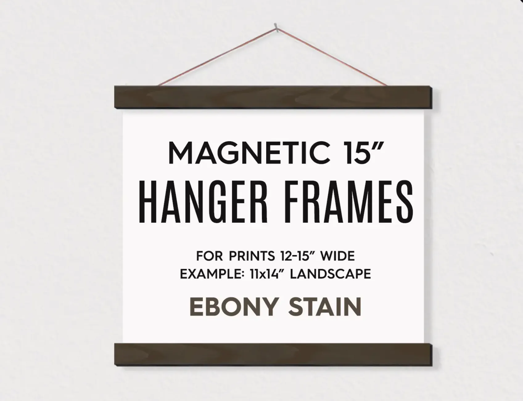 15" Magnetic Wooden Hanger Frame Ebony Finish