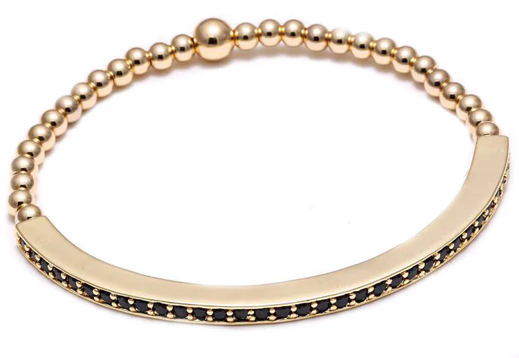 18K Plated CZ Diamond Bar with 4mm Balls