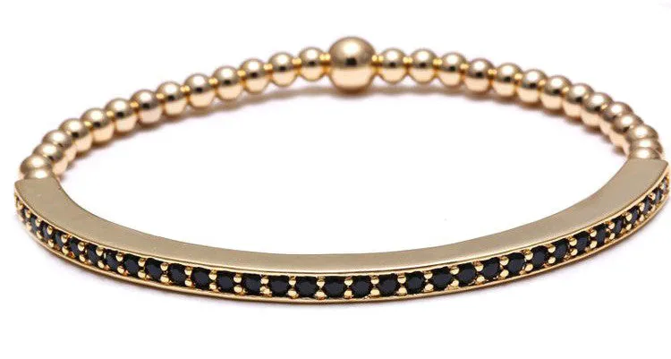 18K Plated CZ Diamond Bar with 4mm Balls