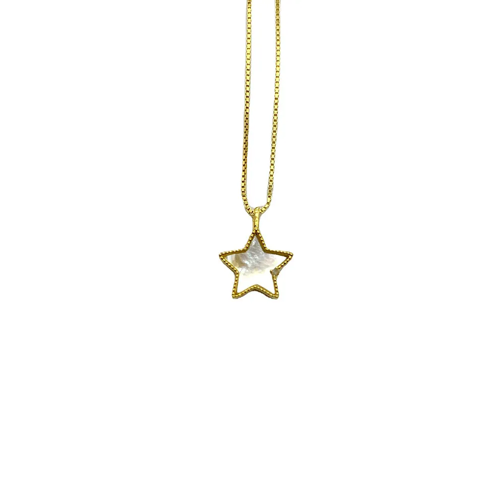 18K Solid Gold Natural Diamond Pendant Pentagram Star Elegant Charm Jewelry