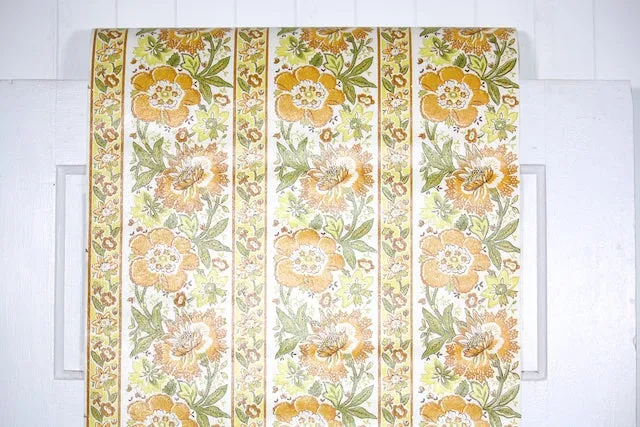 1970s Floral Stripe Vintage Wallpaper