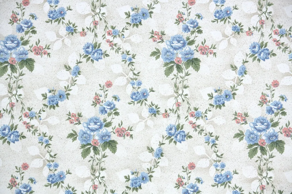 1980s Floral Vintage Wallpaper