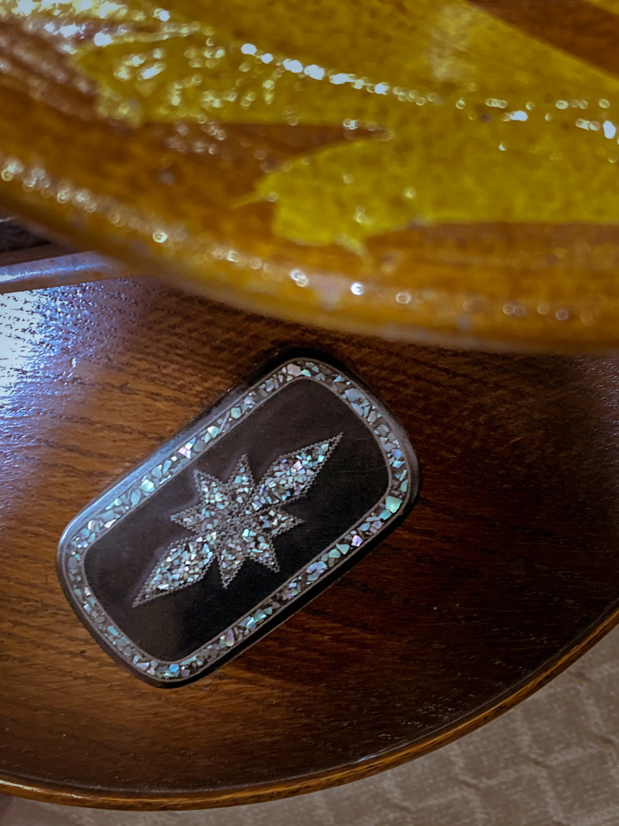 19th Century Antique Abalone Shell Inlay Papier-Mache English Trinket Box