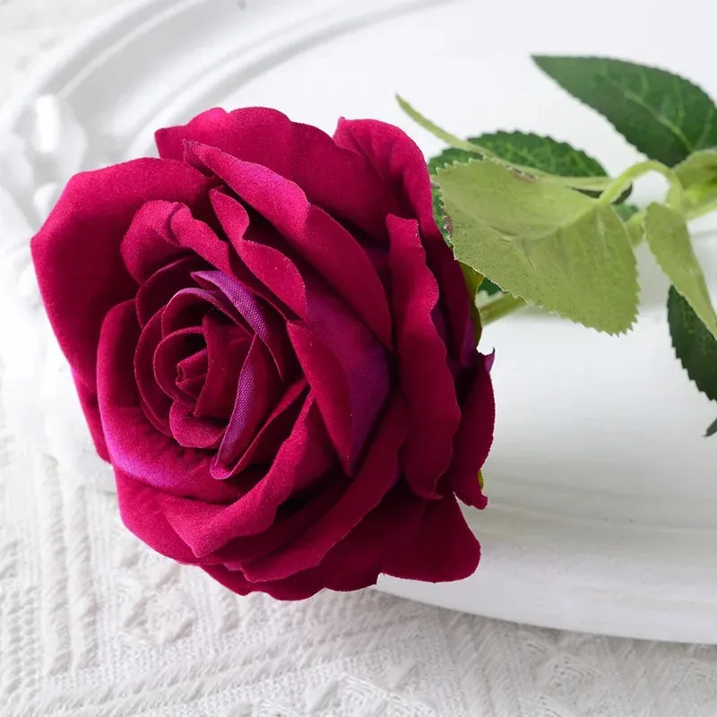 20pcs Realistic Velvet Silk Rose Bouquet