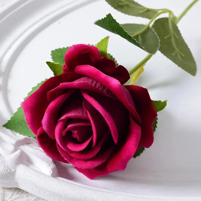 20pcs Realistic Velvet Silk Rose Bouquet