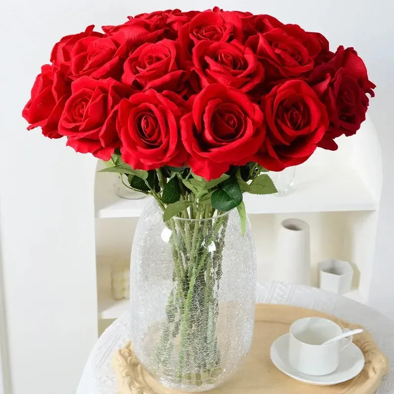 20pcs Realistic Velvet Silk Rose Bouquet