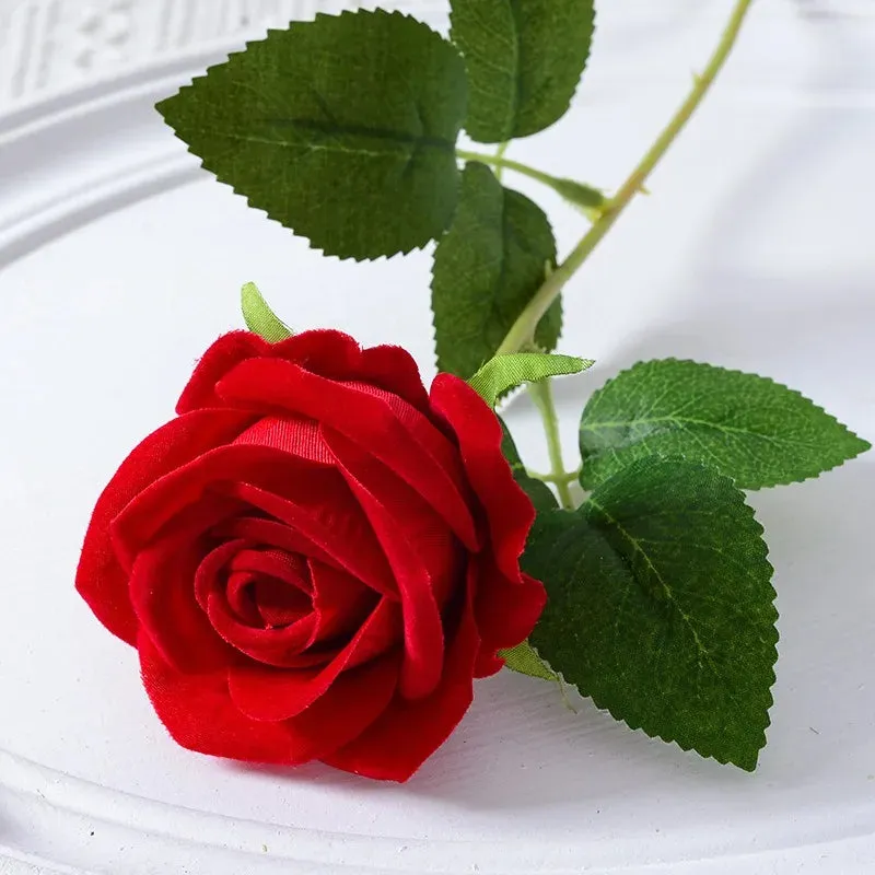 20pcs Realistic Velvet Silk Rose Bouquet