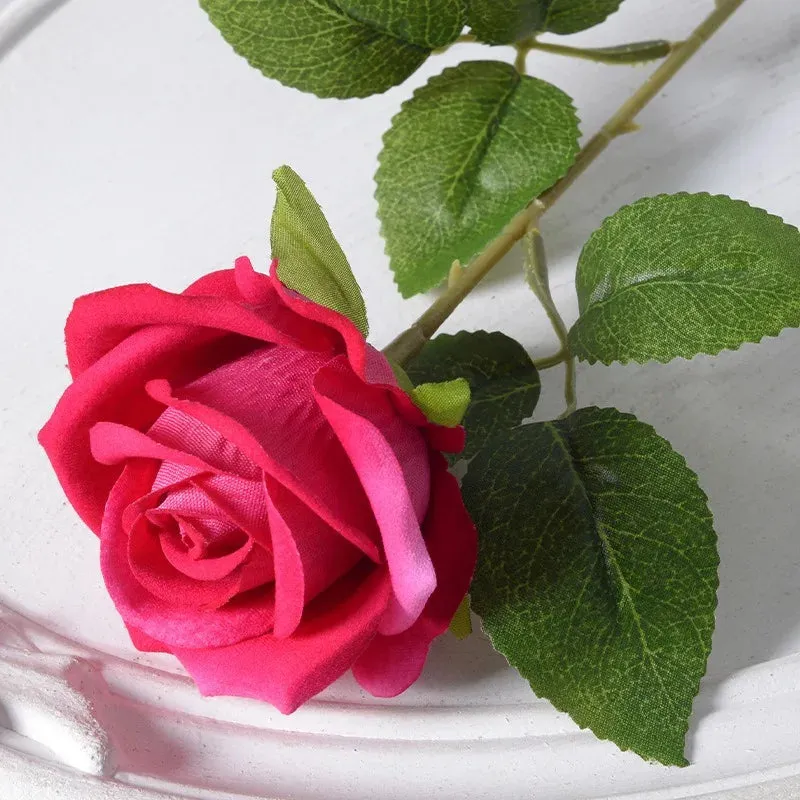 20pcs Realistic Velvet Silk Rose Bouquet