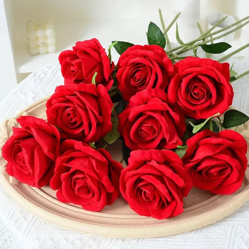 20pcs Realistic Velvet Silk Rose Bouquet