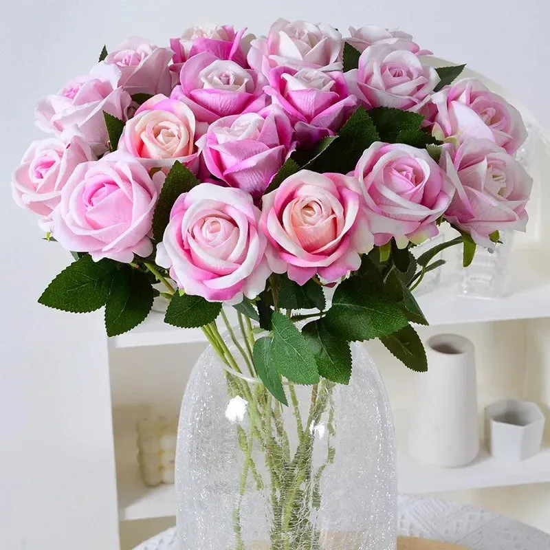 20pcs Realistic Velvet Silk Rose Bouquet