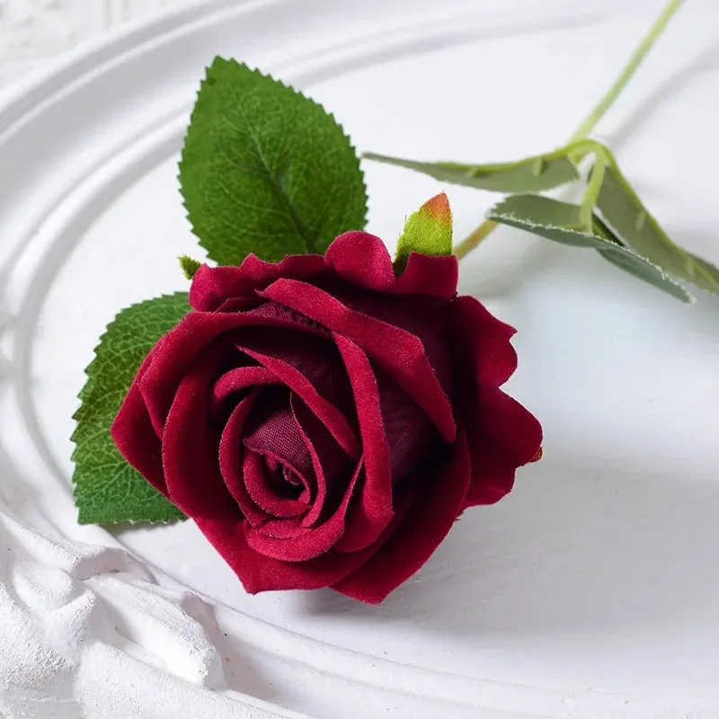 20pcs Realistic Velvet Silk Rose Bouquet