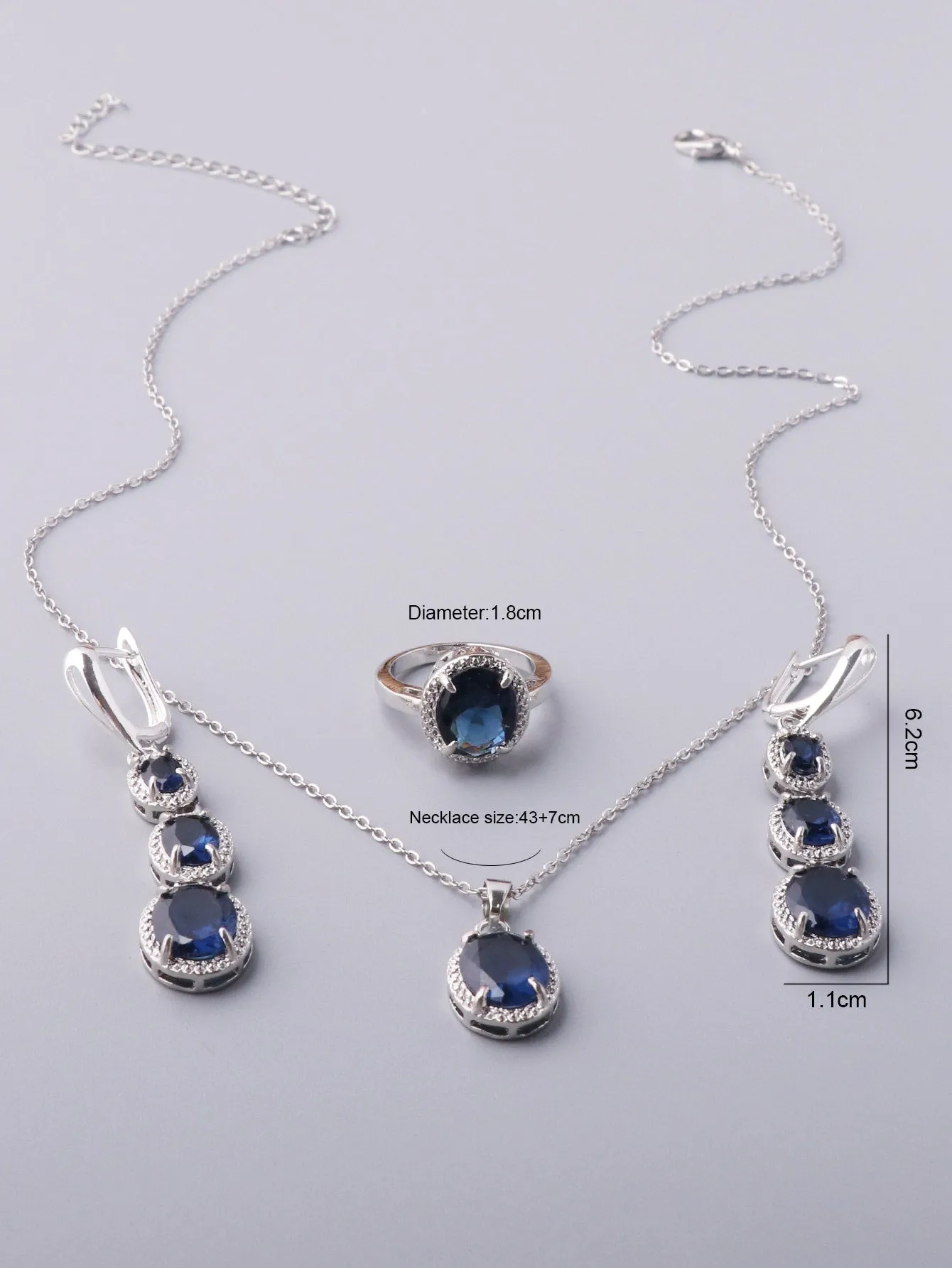 4pcs Rhinestone Decor Jewelry Set