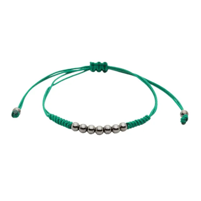 7 Ruthenium Plated Balls Bracelet - 8 Colours Waxed Cord