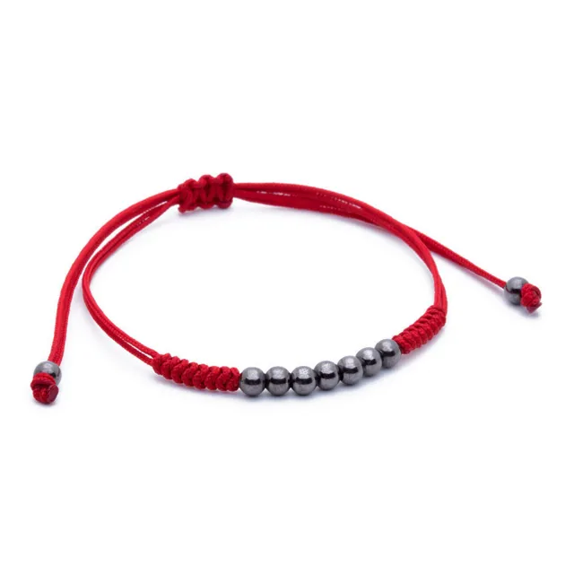 7 Ruthenium Plated Balls Bracelet - 8 Colours Waxed Cord