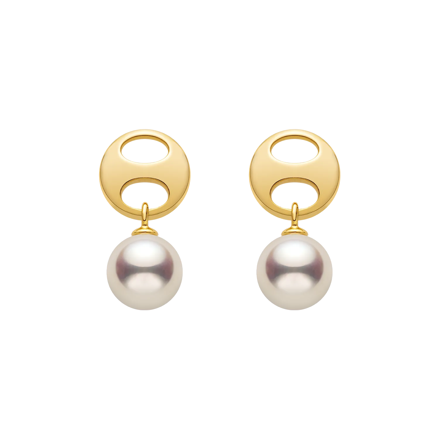 Akoya Pearl 18K Gold Imprint H Elegant Studs Earrings