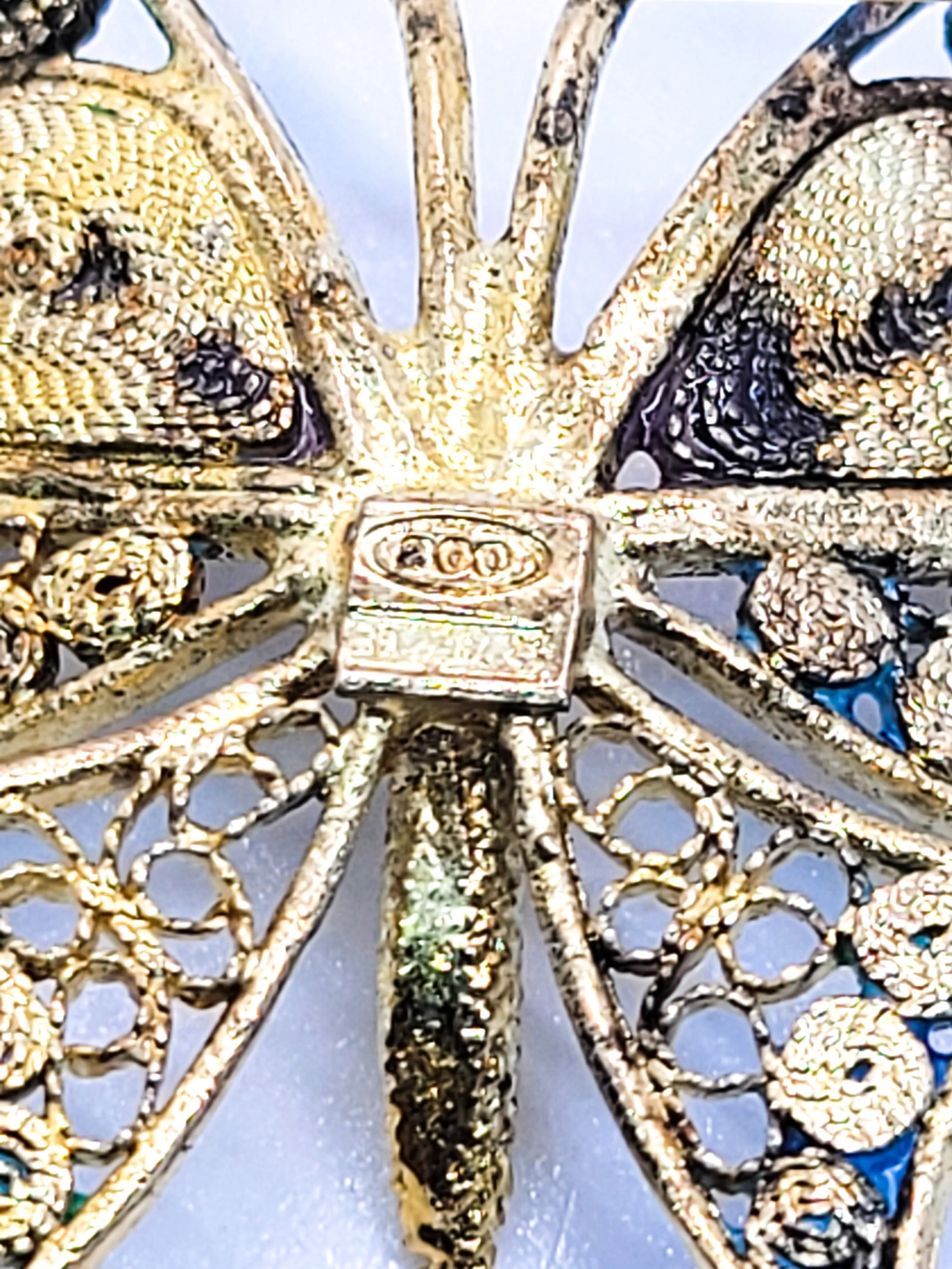 ALIOTO ADRIANA 79 GE Blue and purple enamel spun silver gilt Butterfly brooch