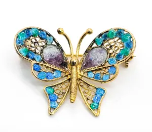 ALIOTO ADRIANA 79 GE Blue and purple enamel spun silver gilt Butterfly brooch