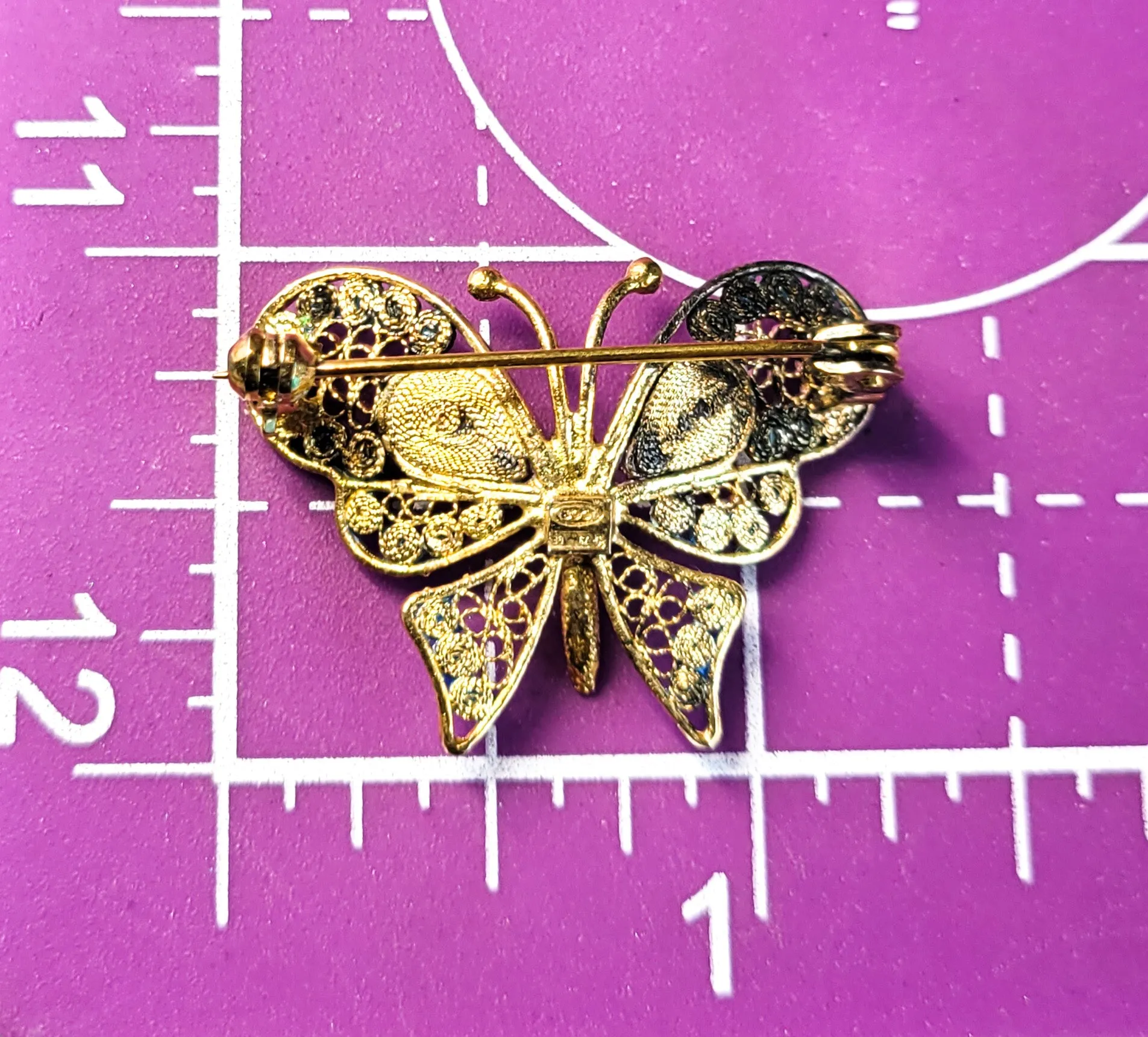 ALIOTO ADRIANA 79 GE Blue and purple enamel spun silver gilt Butterfly brooch