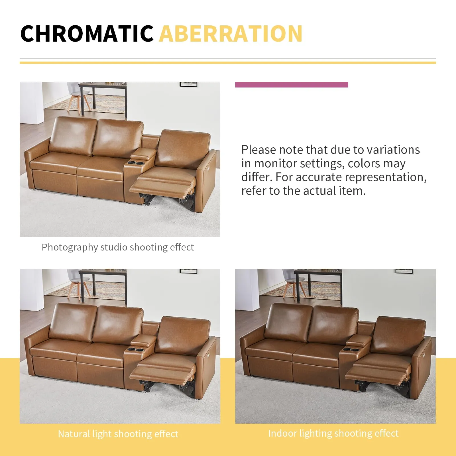 AMERLIFE Modular Leather Power Recliner Sofa Set with Console, Cup Holder & Charging Port