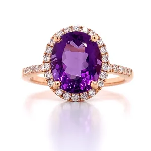 ﻿Amethyst 2.66carat  And Diamond Ring