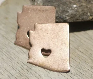 Arizona State in Capital Chubby Heart Cutout Blank for Enameling Metalworking Stamping Texturing Blank Variety of Metals