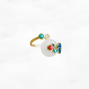 Auspicious White Jade Ring