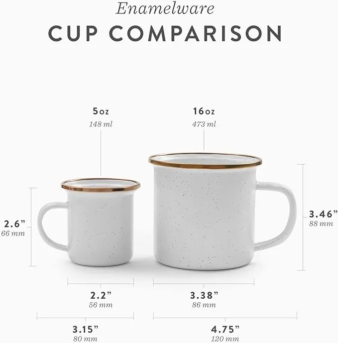 Barebones Living Enamel Cup Set Eggshell