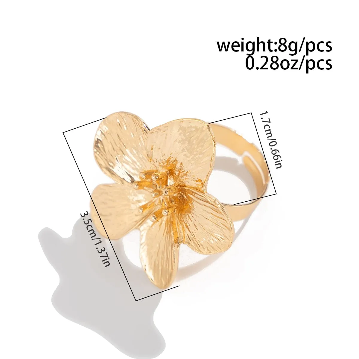 Baroque Textured Round Disk Flower Hollow Oval Square Pearl Ring Set
