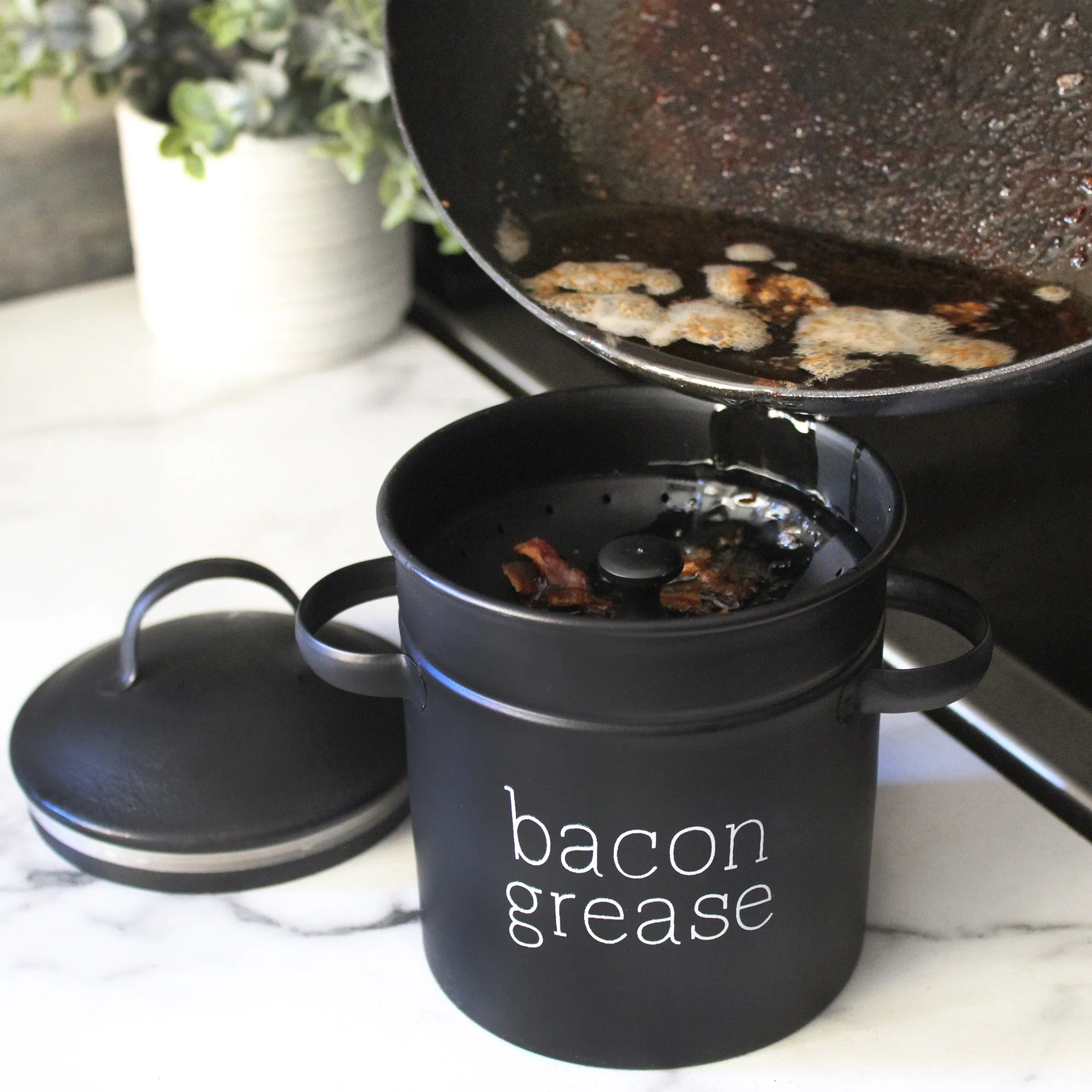 Black Farmhouse Bacon Grease Container (Case of 36)