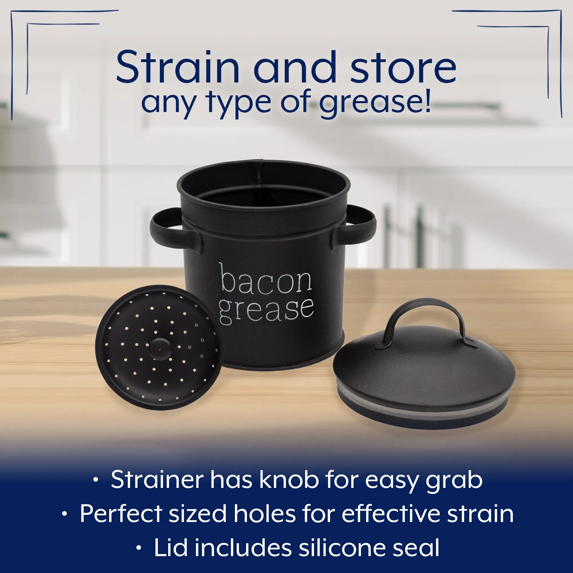 Black Farmhouse Bacon Grease Container (Case of 36)