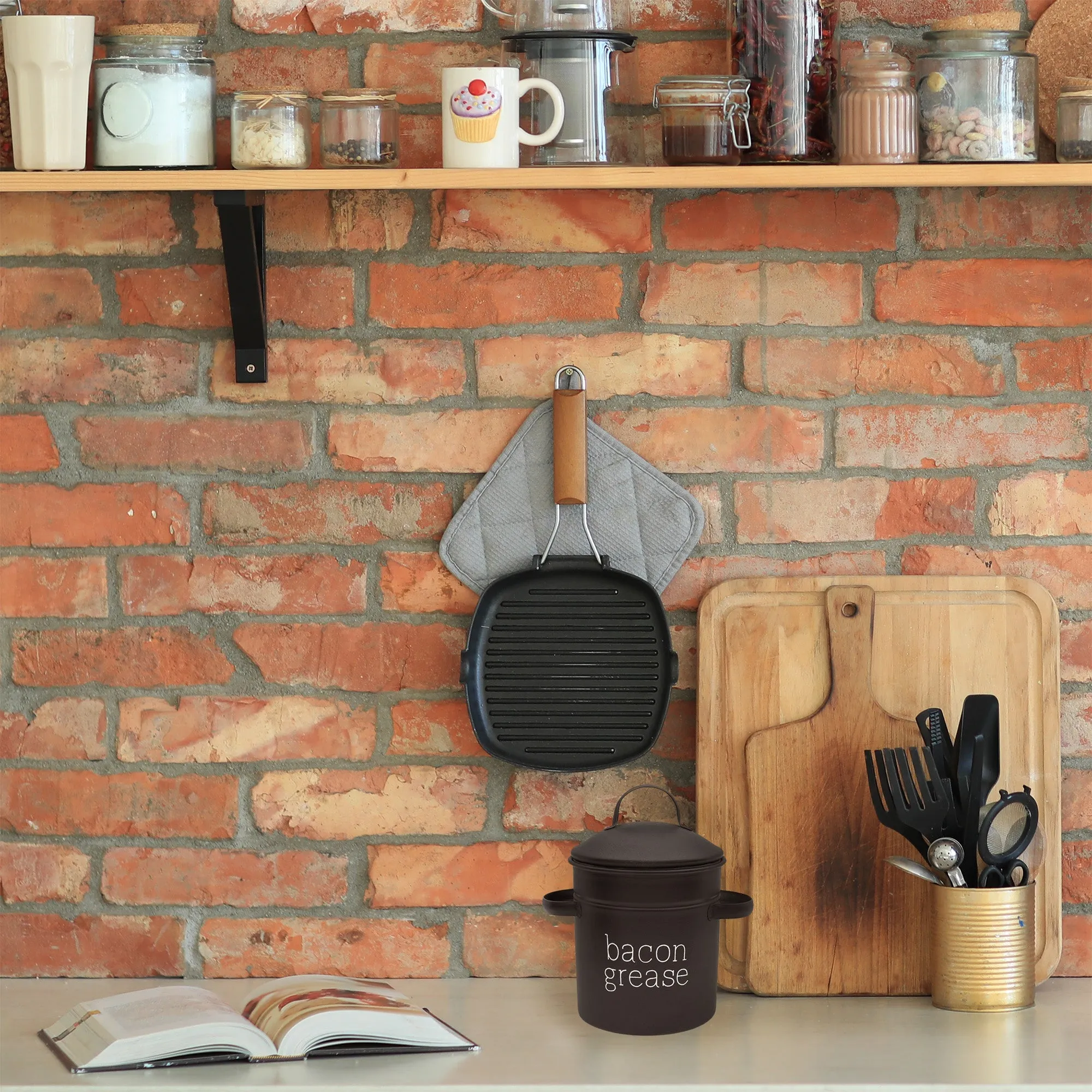 Black Farmhouse Bacon Grease Container (Case of 36)