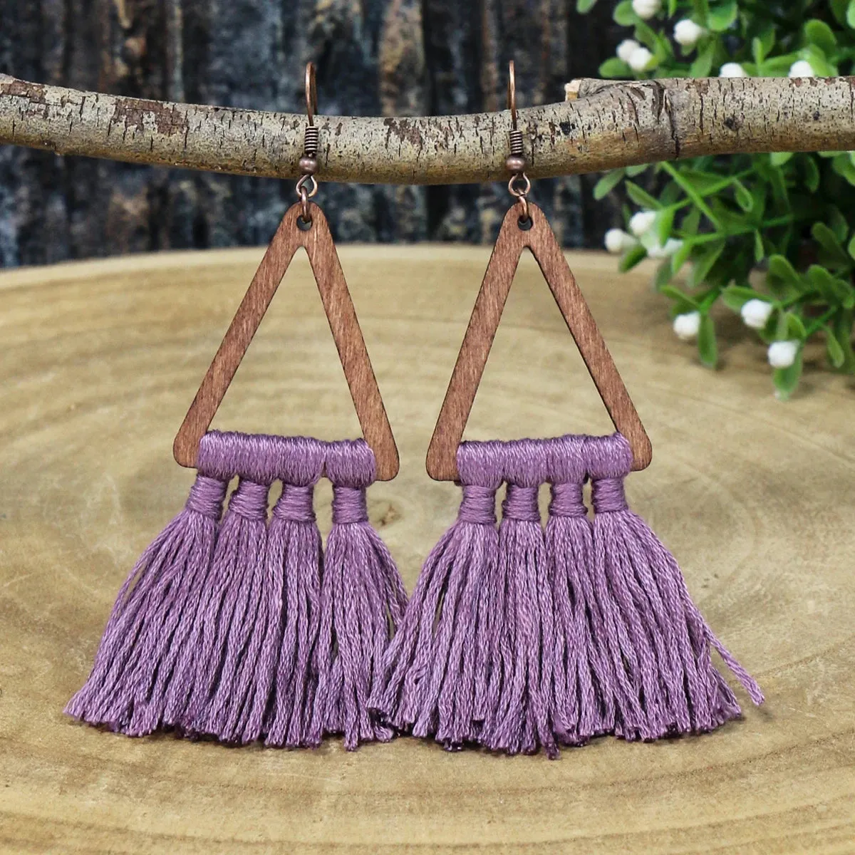 Boho Wooden & Hand-Knitted Drop Earrings | Vintage Colorful Sets | Women's Jewelry
