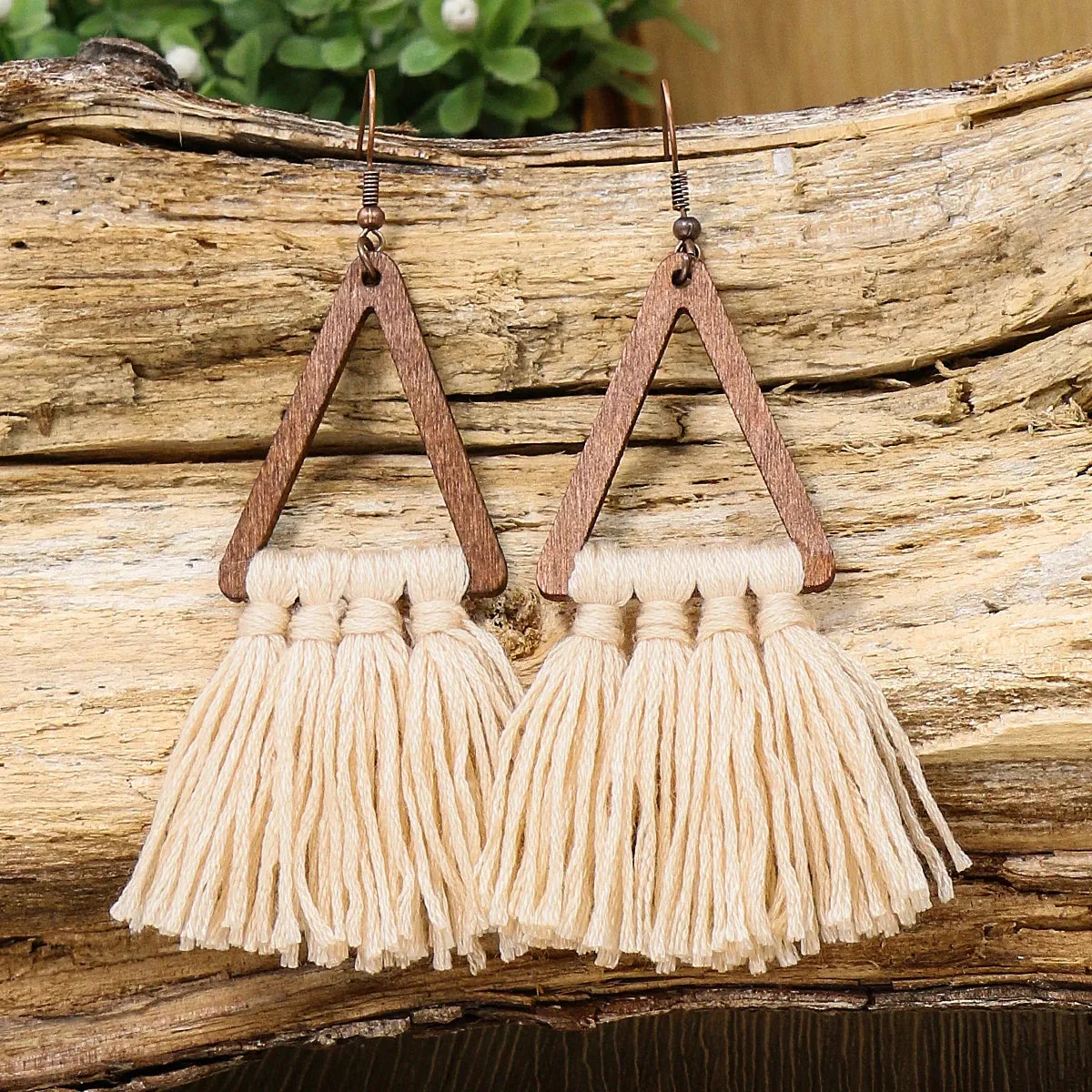 Boho Wooden & Hand-Knitted Drop Earrings | Vintage Colorful Sets | Women's Jewelry