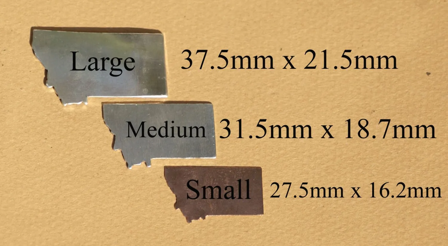 Bronze Montana State Blanks Metalworking Stamping Texturing 100% Bronze Blank - 4 pieces