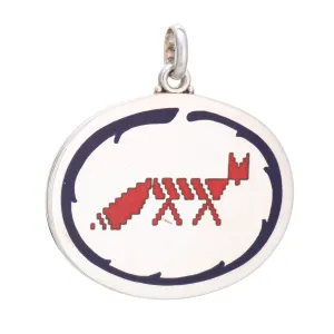 Buccellati Fox Medallion Pendant or Charm Sterling Silver Red Blue Enamel Estate