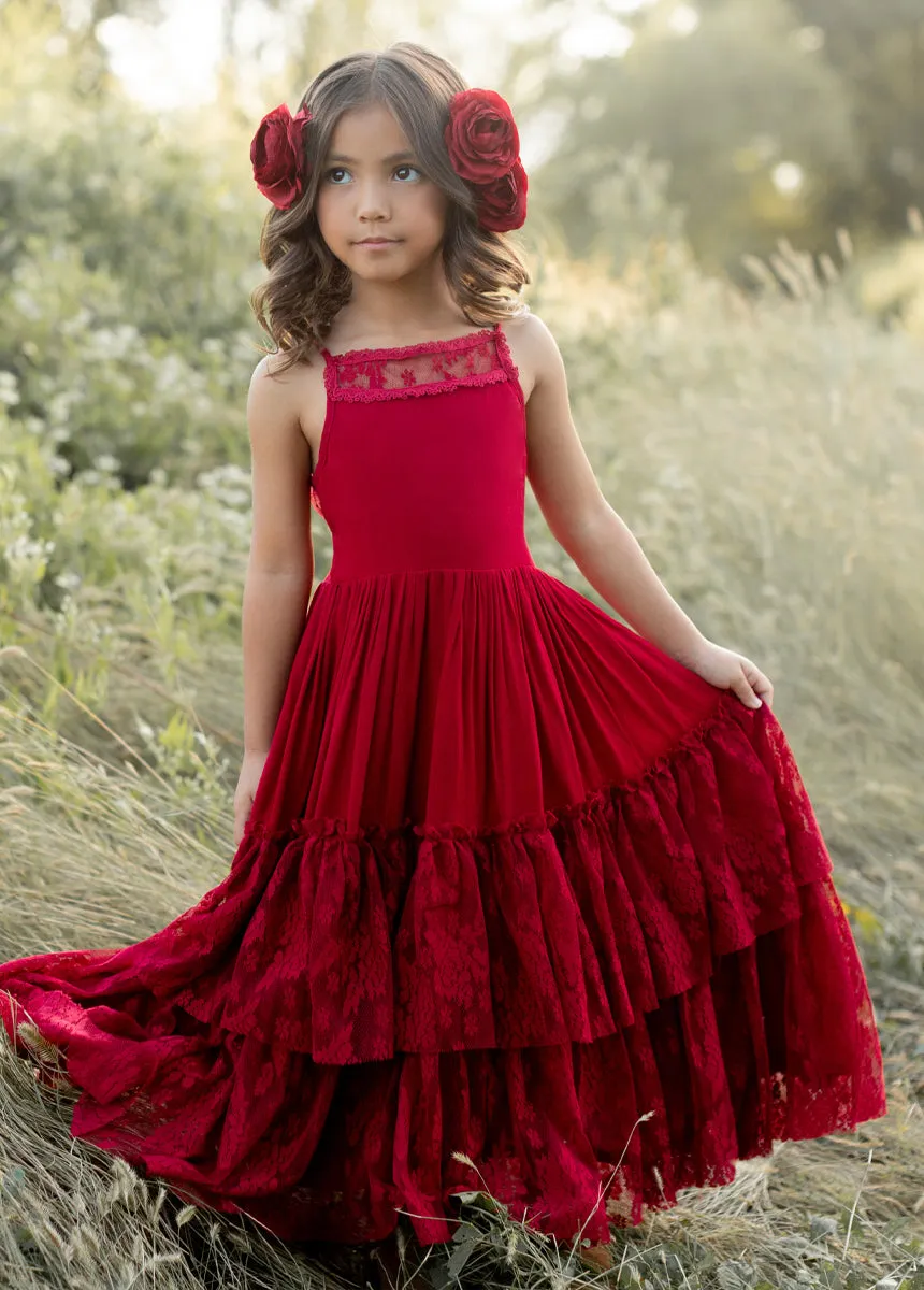 Catrin Dress in Crimson