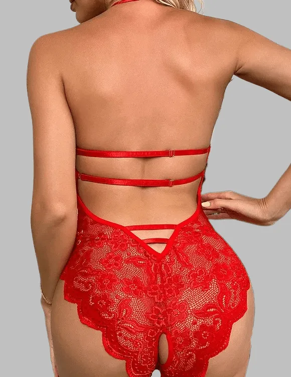 Christmas Crotchless Lace Body - Seductive Scandals Teddy