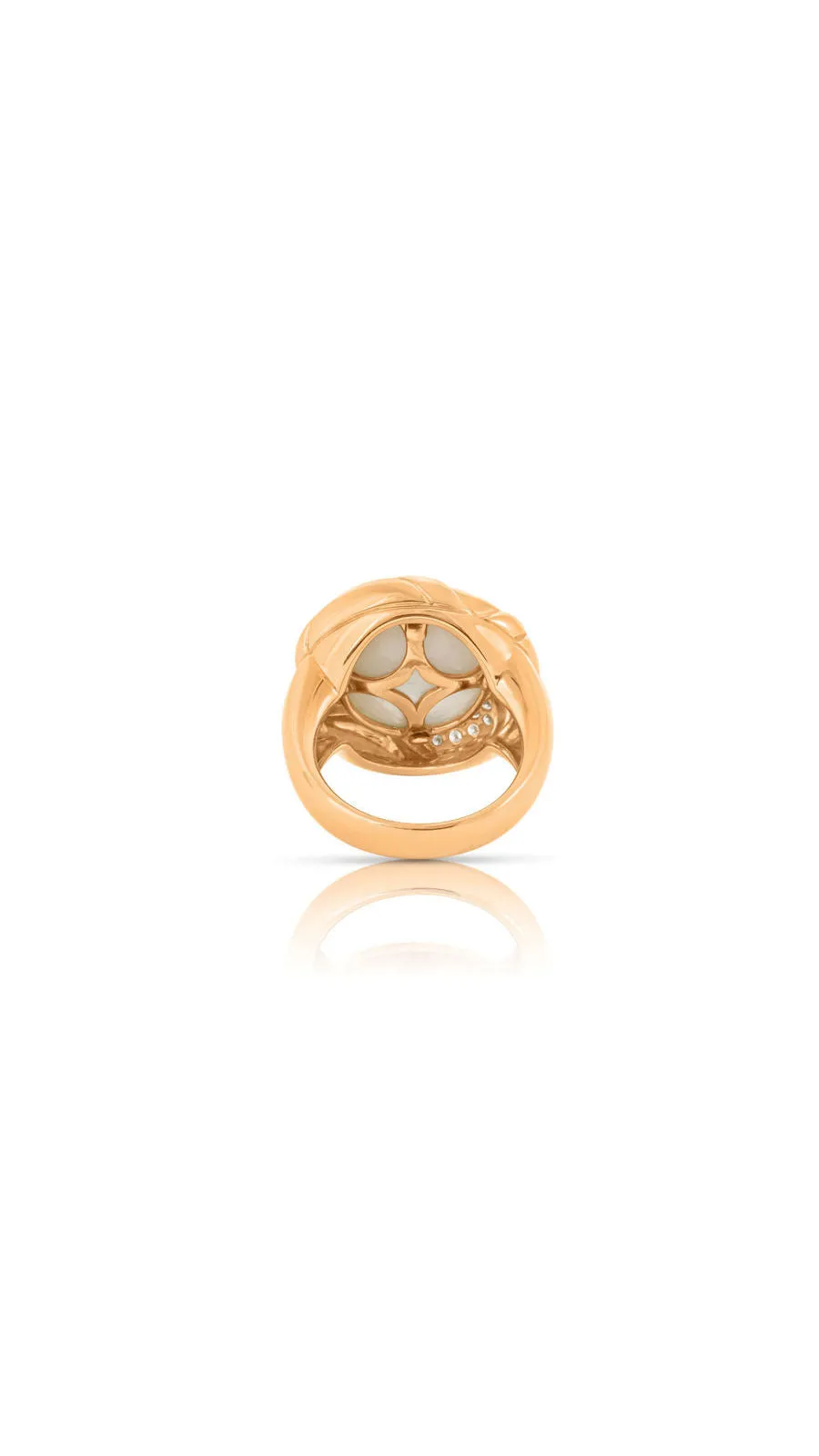 Contemporary 18K Round Mabe Pearl And Diamond Ring
