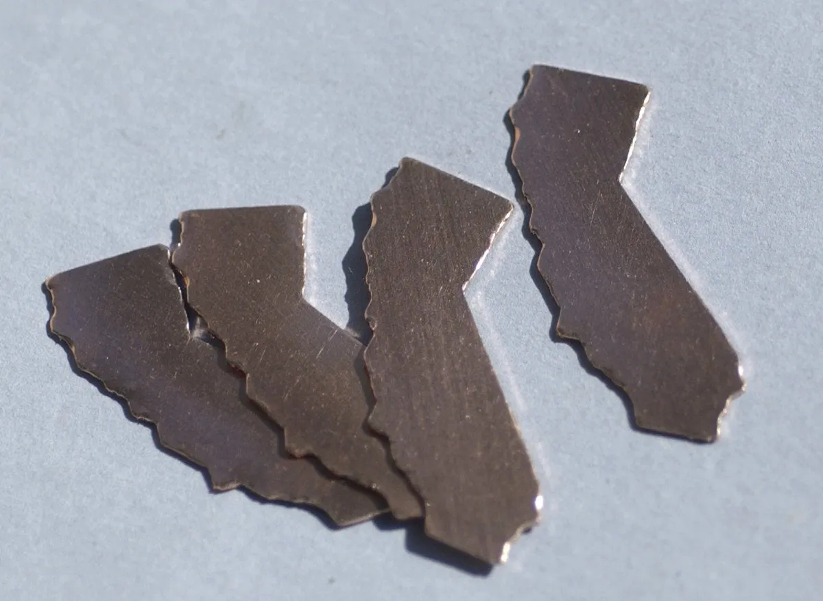 Copper or Brass or Bronze California State Blanks Cutout for Enameling Metalworking Stamping Texturing - Jewelry Supplies - 4 pieces