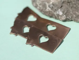 Copper or Bronze or Brass Montana State Medium with Heart Perfect  Blanks Cutout for Metalworking Stamping Texturing Blank - 5 pieces