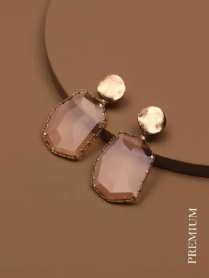 Crystal Geo Drop Earrings - Gold- FD ⚡