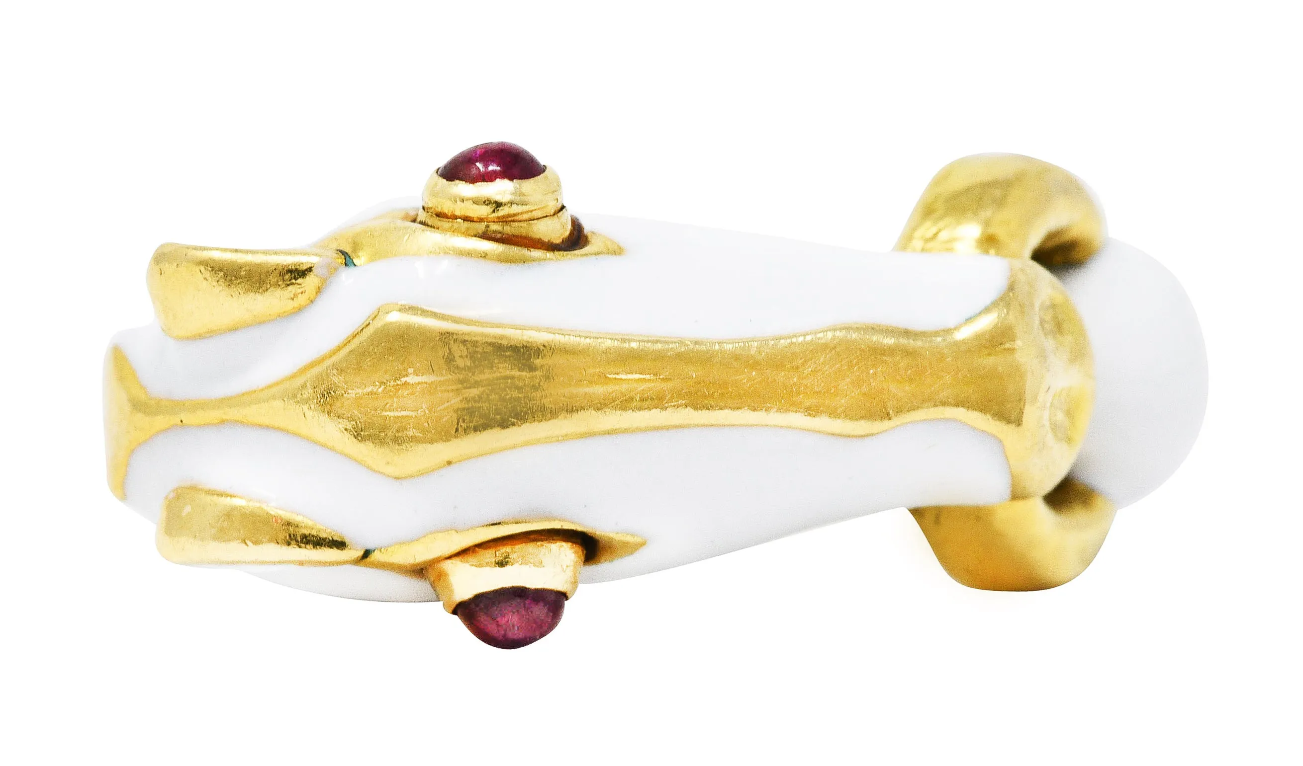 David Webb Vintage Ruby Enamel 18 Karat Gold Kingdom Horse Ring