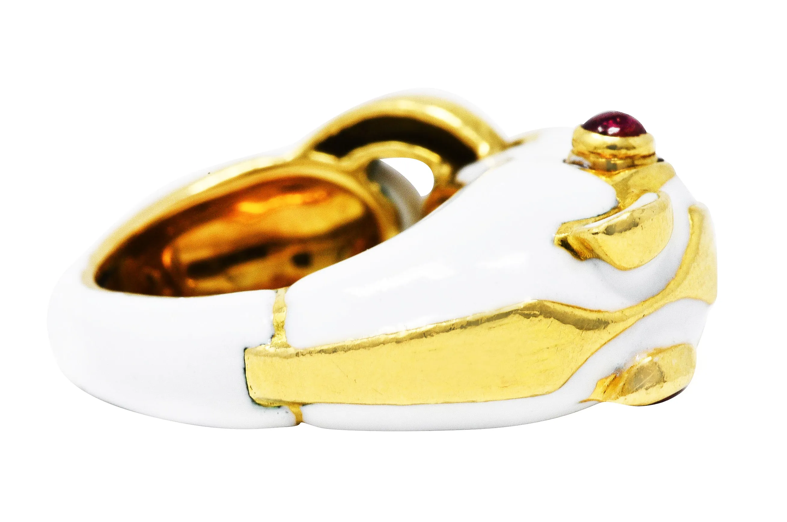 David Webb Vintage Ruby Enamel 18 Karat Gold Kingdom Horse Ring