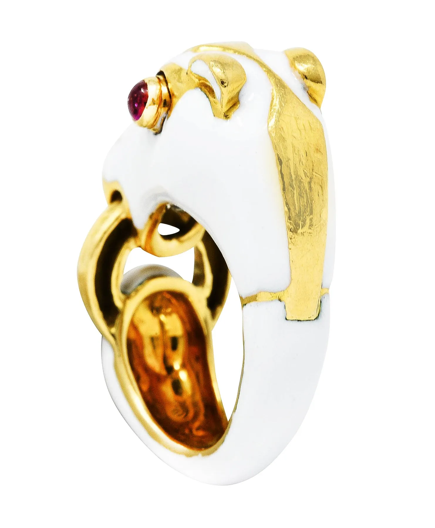 David Webb Vintage Ruby Enamel 18 Karat Gold Kingdom Horse Ring