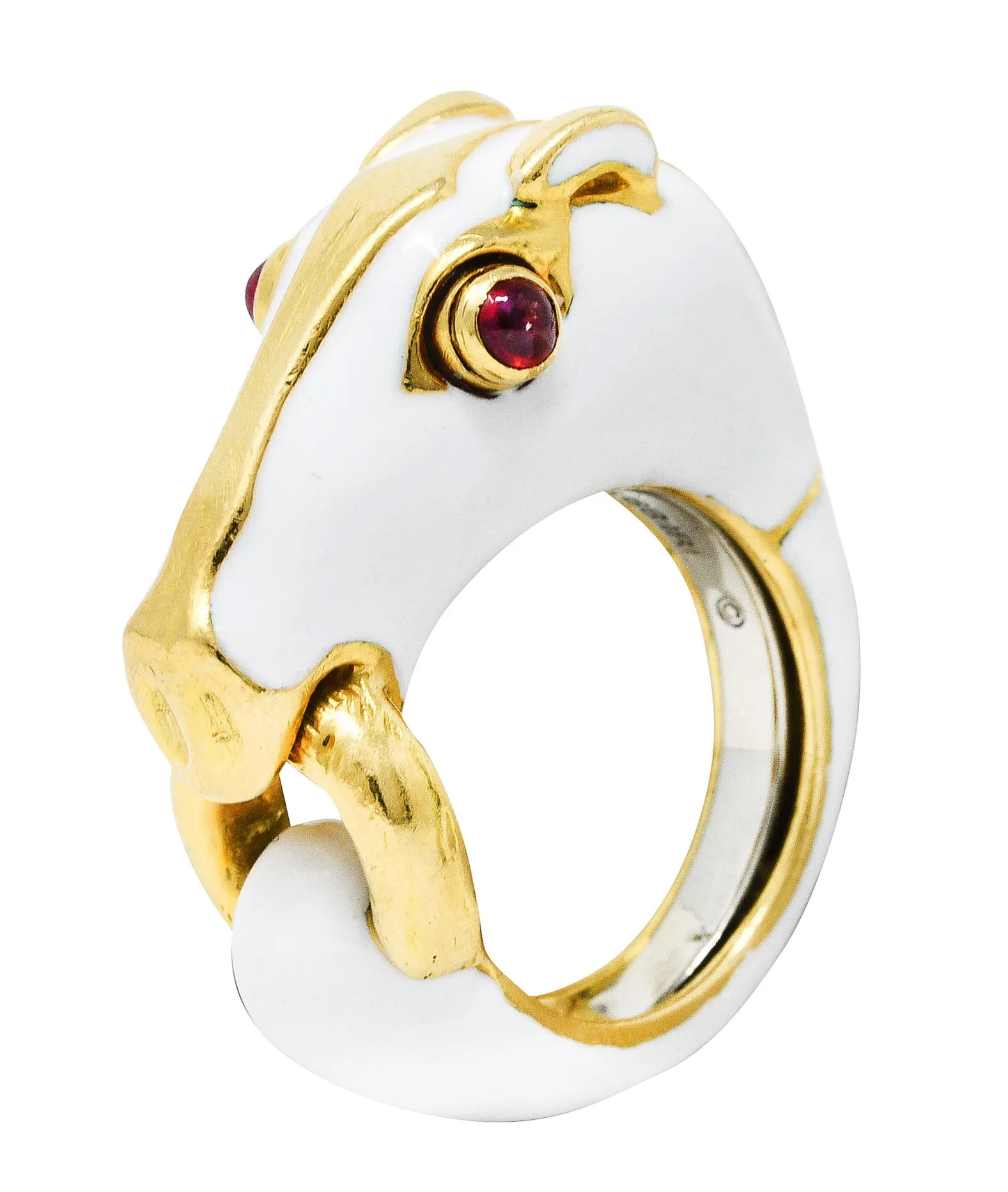 David Webb Vintage Ruby Enamel 18 Karat Gold Kingdom Horse Ring