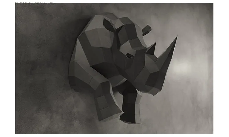 DIY Industrial loft creative home model rhino three-dimensional wall stereo device hand-diy paper art home decoration accessories
