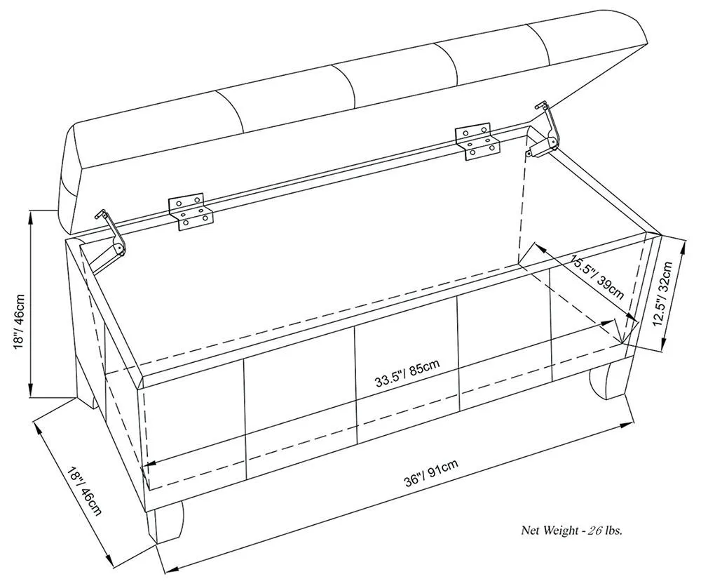 Dover Storage Ottoman in Vegan Leather