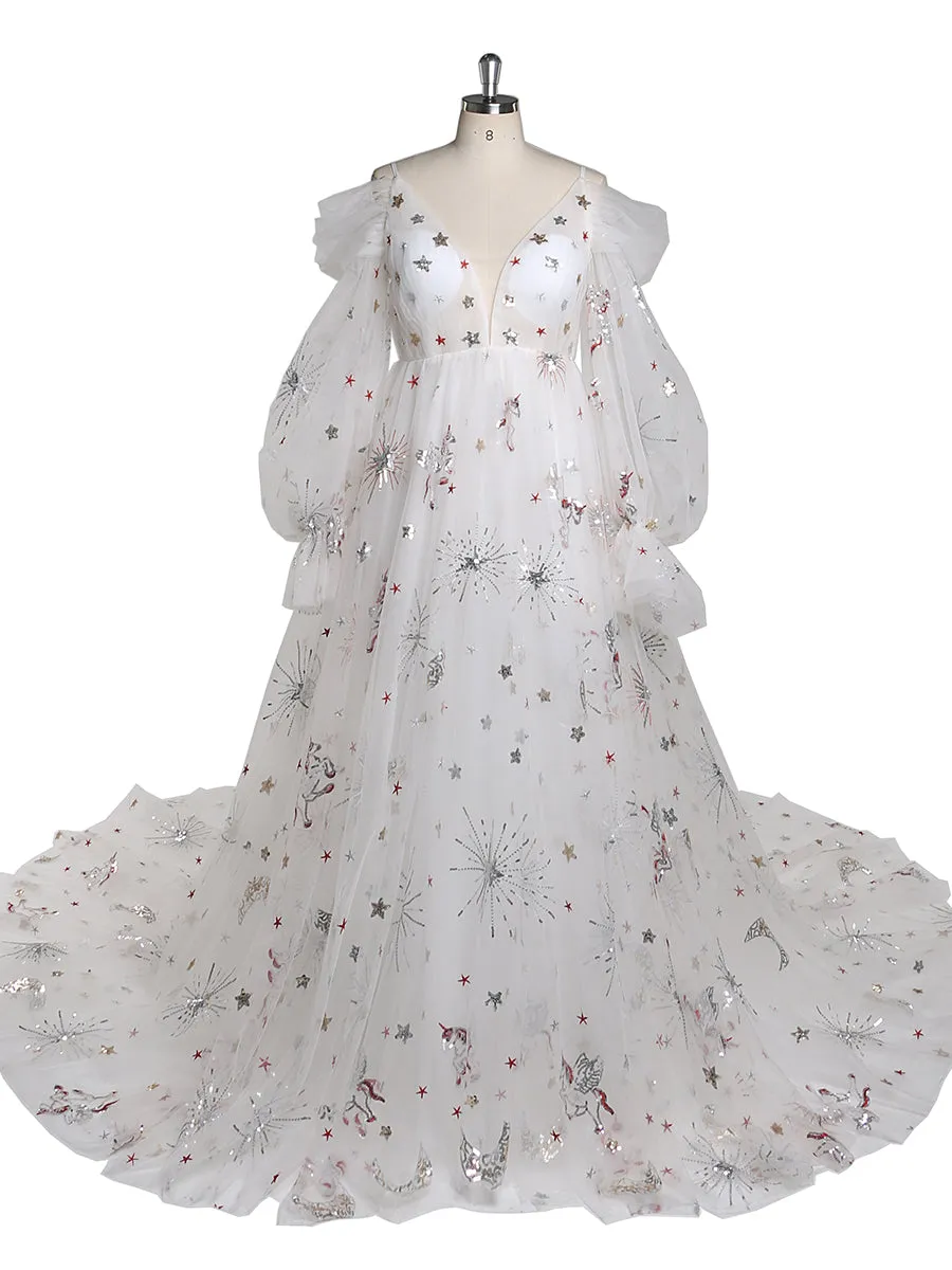 Elegant Puffy Sleeve Maternity Dresses for Wedding Photoshoot Dress YEWEN YW220419
