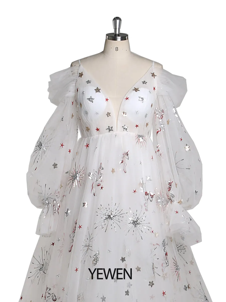 Elegant Puffy Sleeve Maternity Dresses for Wedding Photoshoot Dress YEWEN YW220419